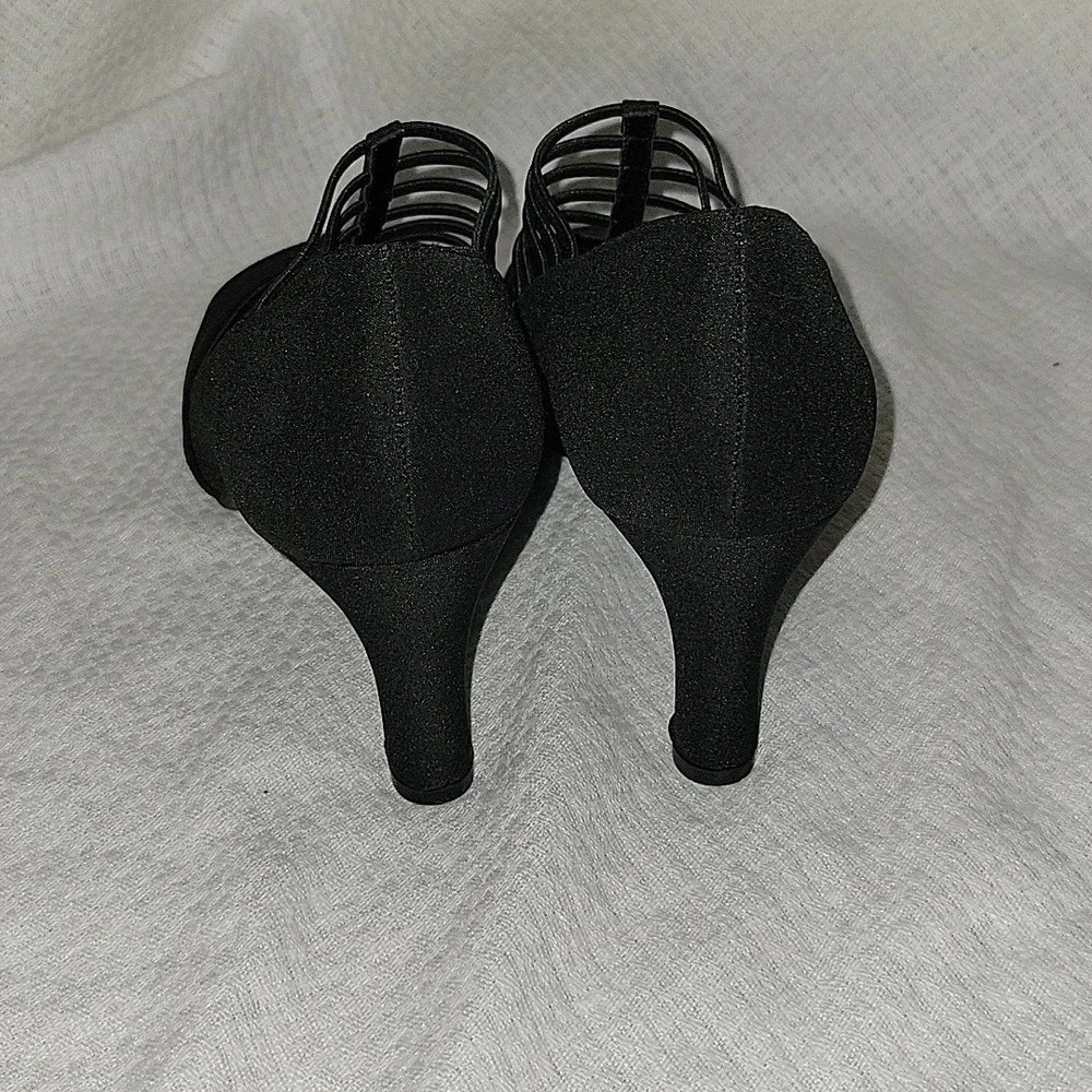 IMPO Black Open Toe Strappy Heels Size 7.5 NWOT